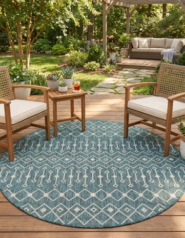 6' x 6' Easy-Clean Lattice Indoor / Outdoor Round Rug