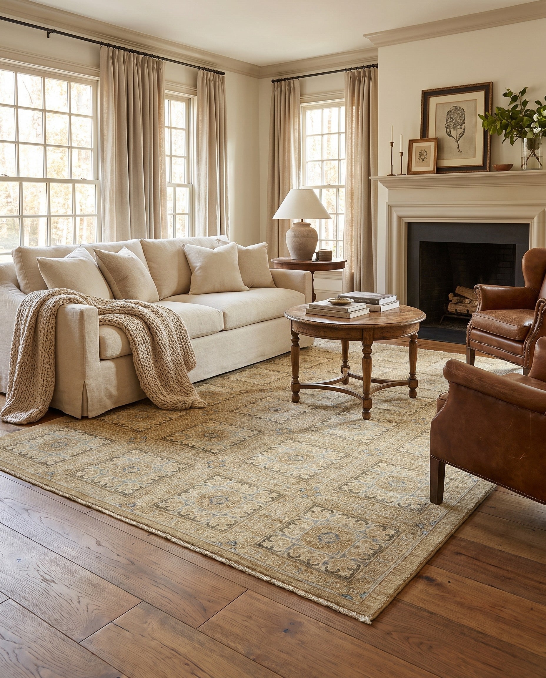 5' 8 x 8' Hand Knotted Peshawar Ziegler Rug