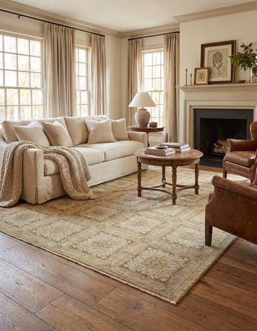 5' 8 x 8' Hand Knotted Peshawar Ziegler Rug