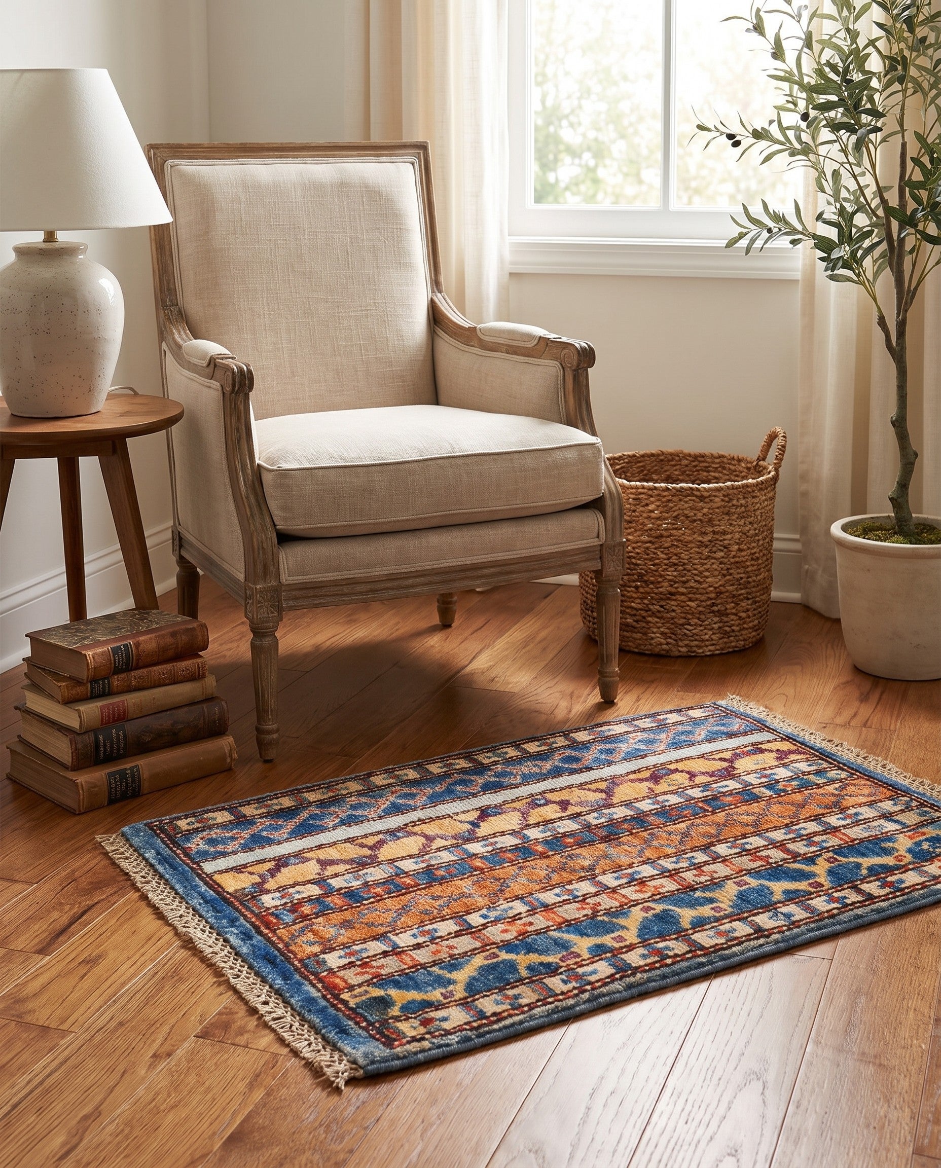 1' 4 x 2' Hand Knotted Ziegler Rug
