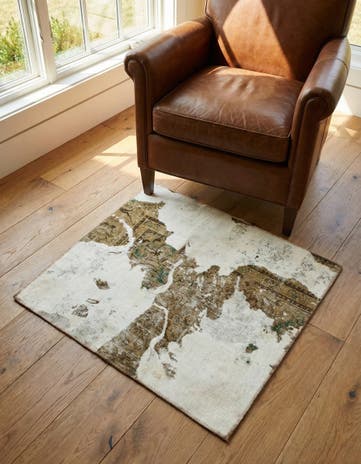 3' 8 x 3' 10 Hand Knotted Ultra Vintage Persian Wool Square Rug