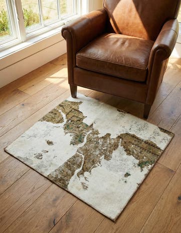 3' 8 x 3' 10 Hand Knotted Ultra Vintage Persian Wool Square Rug