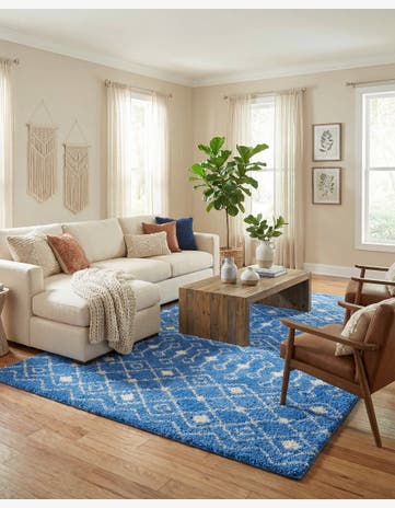 Periwinkle Blue Moroccan Trellis Shag Rug