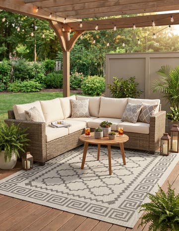 5' 3 x 8' Easy-Clean Lattice Indoor / Outdoor Rug