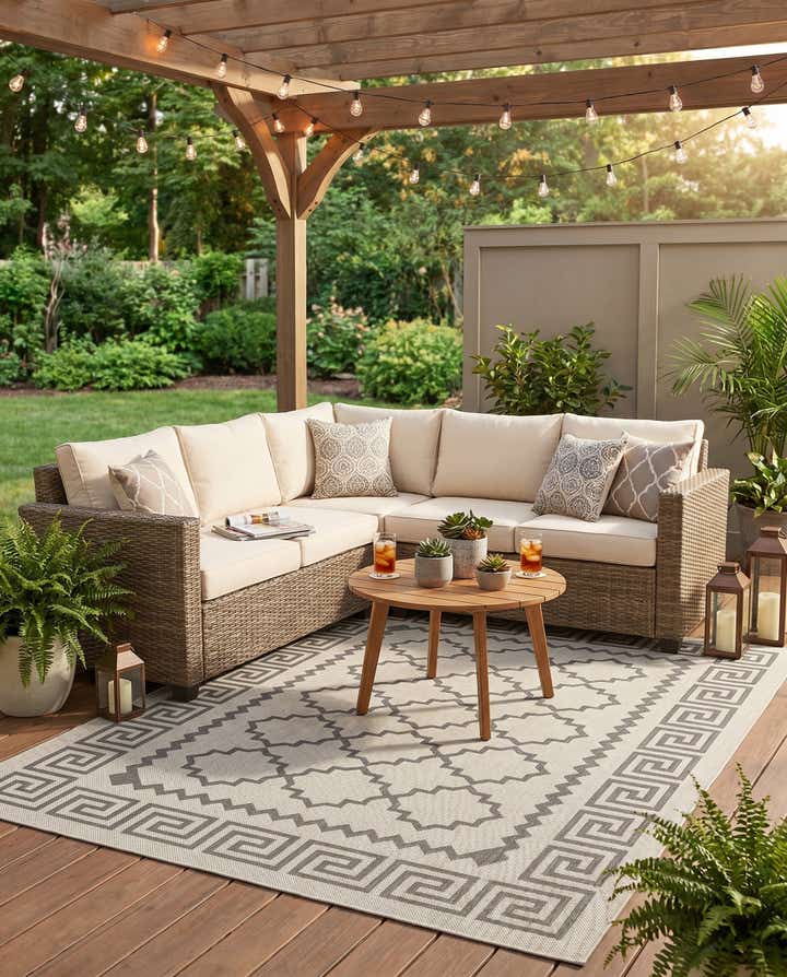 5' 3 x 8' Easy-Clean Trellis Indoor / Outdoor Rug
