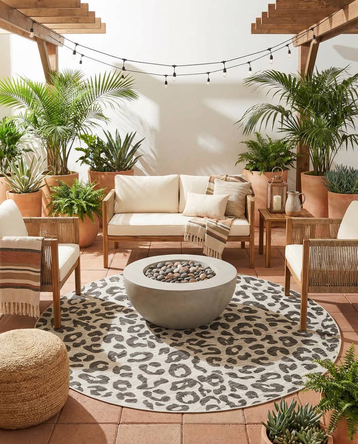 Detail image of 7' 10 x 7' 10 Easy-Clean Safari Indoor / Outdoor Round Rug