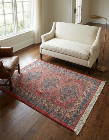 4' 3 x 5' 7 Hand Knotted Kazak Oriental Wool Rug