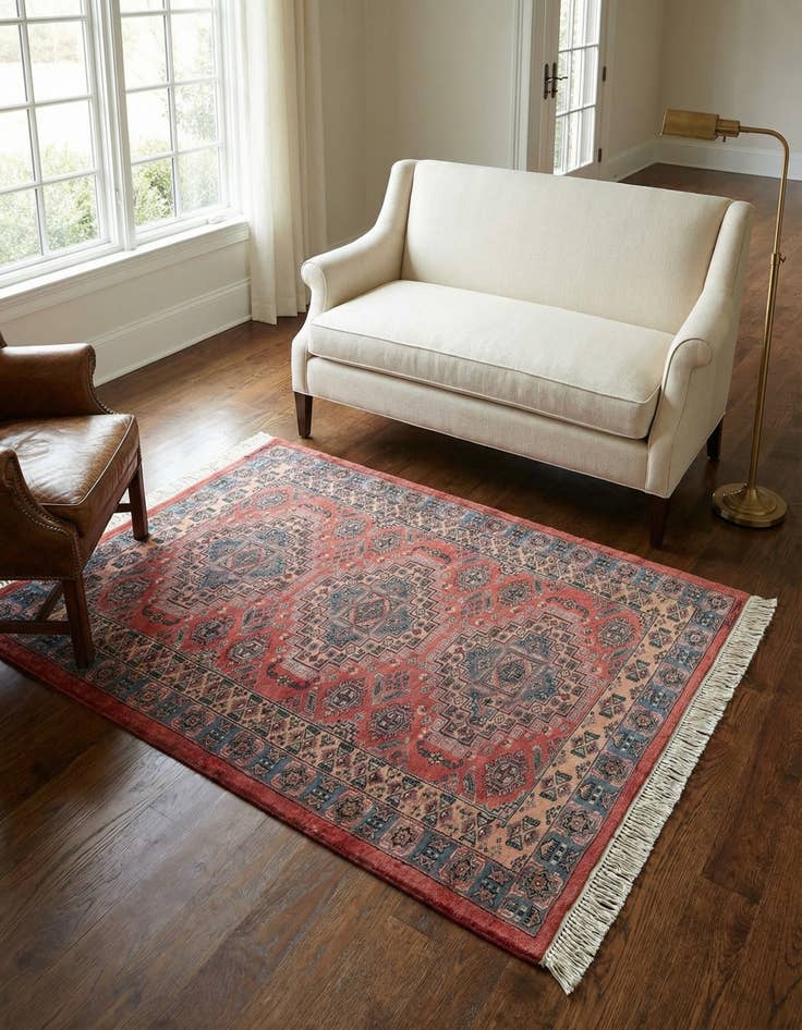 Detail image of 4' 3 x 5' 7 Hand Knotted Kazak Oriental Wool Rug