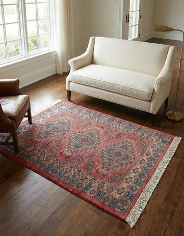 4' 3 x 5' 7 Hand Knotted Kazak Oriental Wool Rug