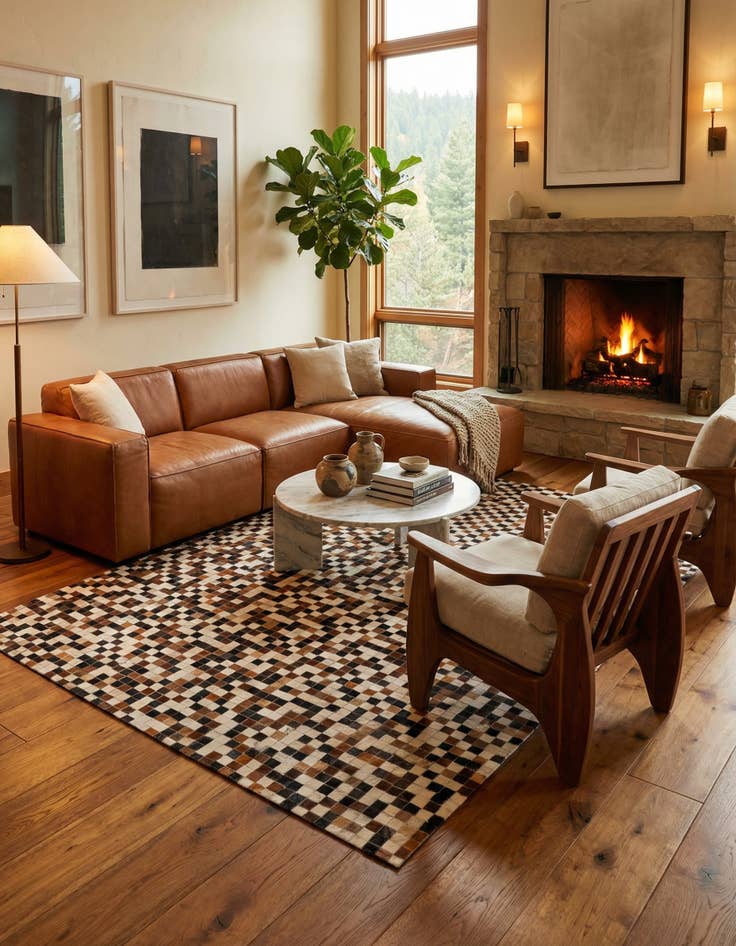 Detail image of 5' 6 x 7' 8 Cowhide Stocks Rug