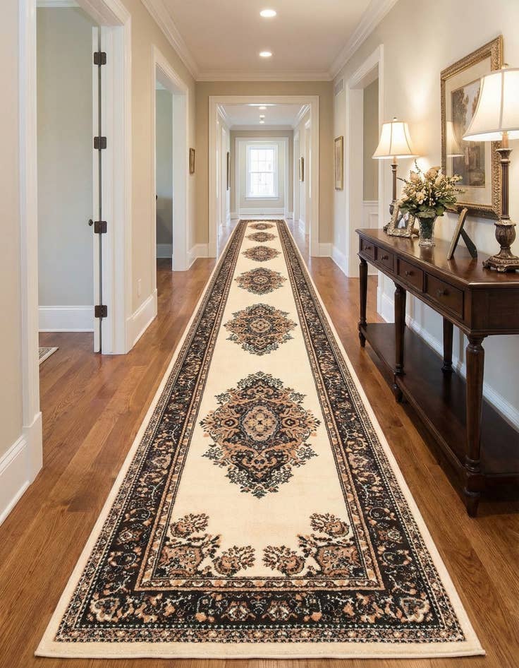 Detail image of 3' x 16' 5 Mashad Design Runner Rug