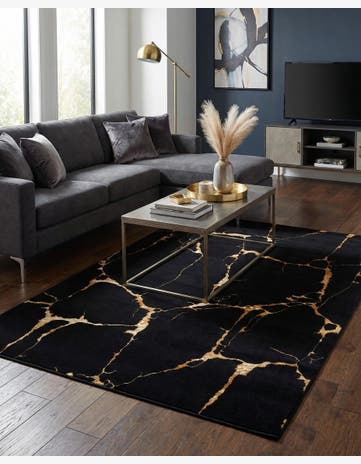 Black and Gold Vogue Geo Rug