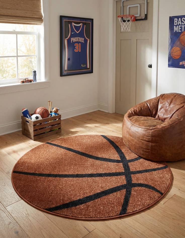 Detail image of 3' 3 x 3' 3 Sports Washable Round Rug