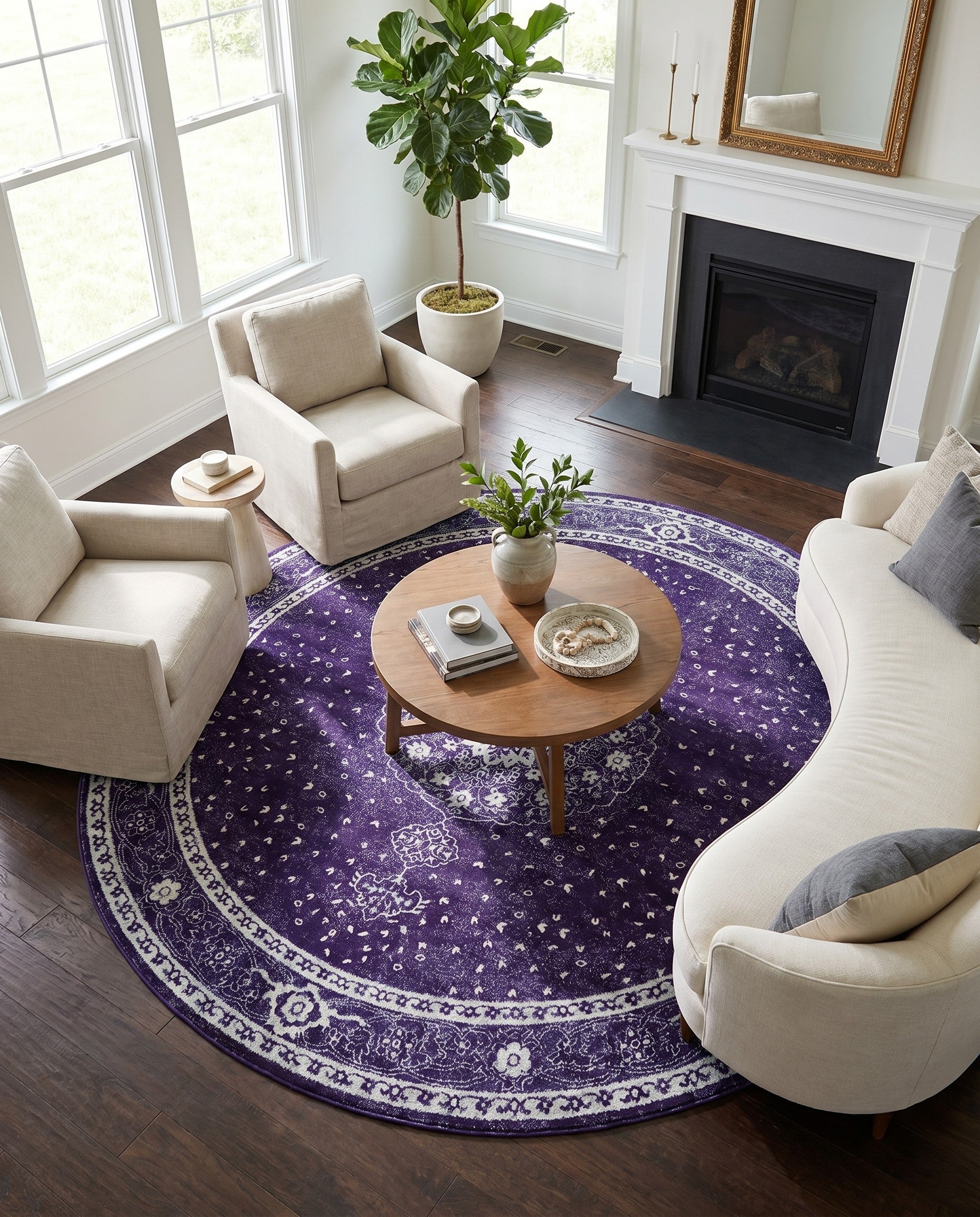 Navy Blue Bexley Round Rug
