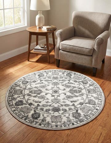 white Gray Boston Round Rug