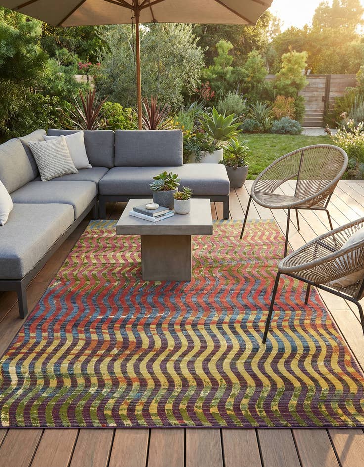 Detail image of 5' 3 x 8' Washable Modern Indoor / Outdoor Rug