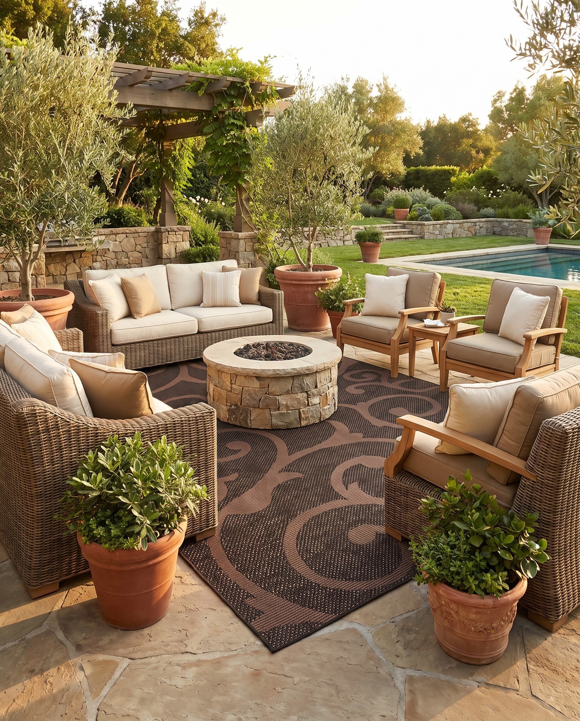 7' x 10' Easy-Clean Botanical Indoor / Outdoor Rug