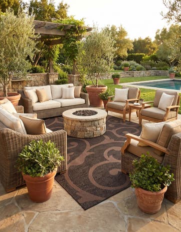 7' x 10' Easy-Clean Botanical Indoor / Outdoor Rug