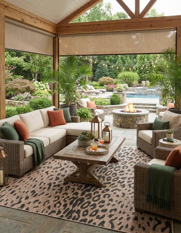 Natural Easy-Clean Safari Indoor / Outdoor Square Rug