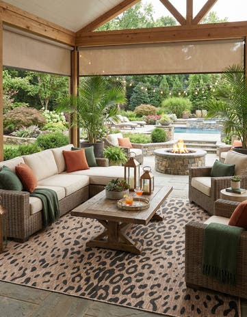 Natural Easy-Clean Safari Indoor / Outdoor Square Rug