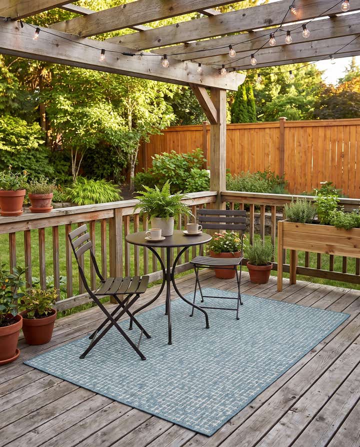 4' x 6' Easy-Clean Checkered Indoor / Outdoor Rug