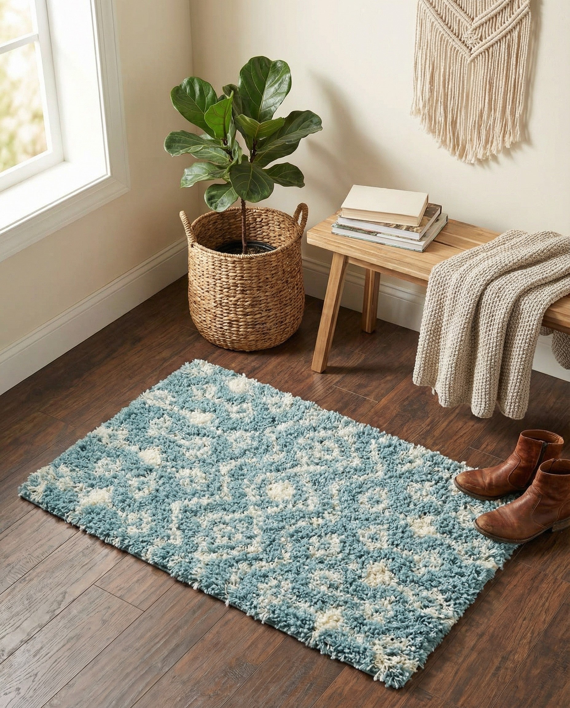 2' x 3' Moroccan Trellis Shag Rug