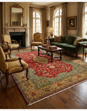 9' 10 x 14' 8 Hand Knotted Tabriz Hadji Jalili Persian Wool Rug