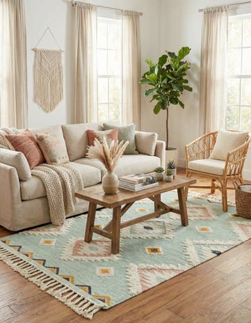 5' 1 x 8' Hand Woven Arizona Wool Rug