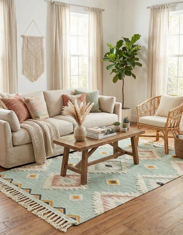 5' 1 x 8' Hand Woven Arizona Wool Rug