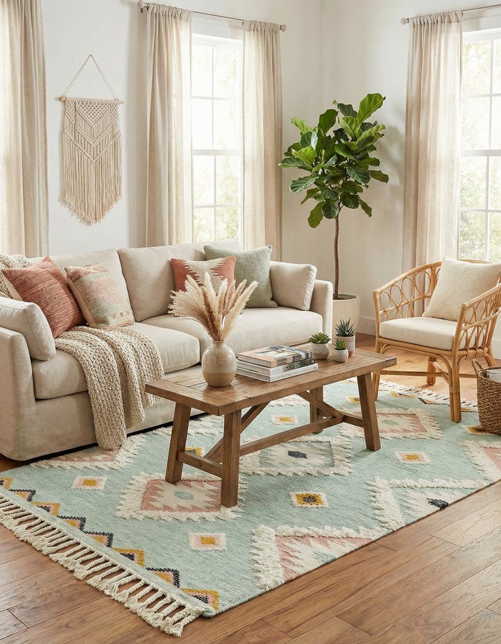 5' 1 x 8' Hand Woven Arizona Wool Rug