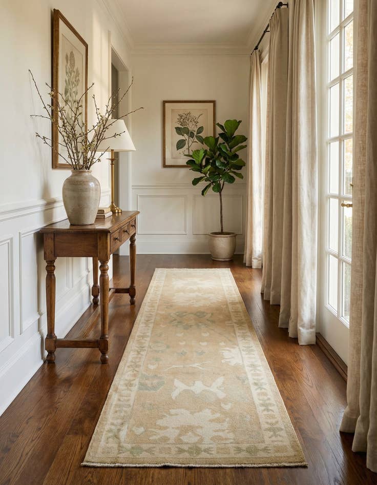 Detail image of 2' 8 x 10' Hand Knotted Oushak Wool Runner Rug