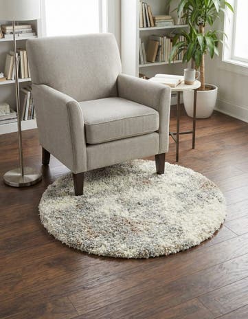 Khaki Soft Touch Shag Round Rug