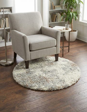Khaki Soft Touch Shag Round Rug