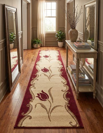 Cream Reproduction Gabbeh Runner Rug