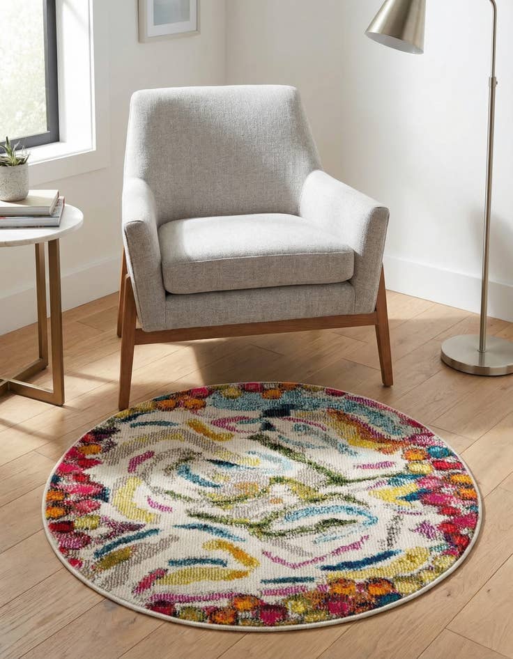 Detail image of 3' 3 x 3' 3 Washable Vivid Round Rug