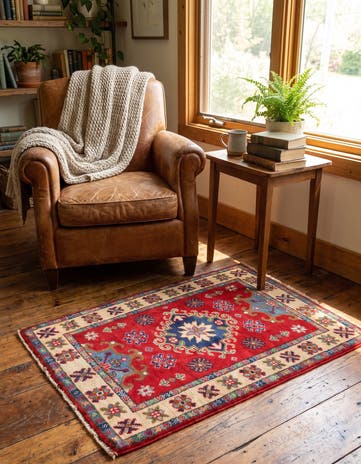 2' x 3' 1 Hand Knotted Kazak Rug