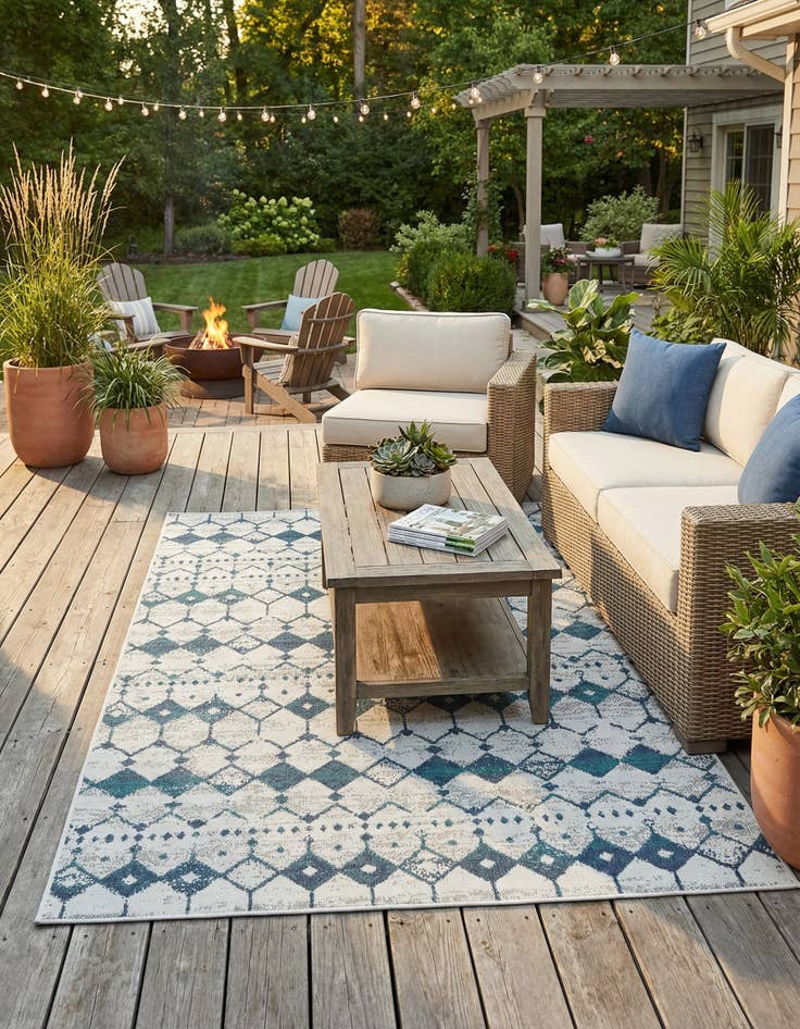 Detail image of 5' 3 x 8' Washable Lattice Indoor / Outdoor Rug