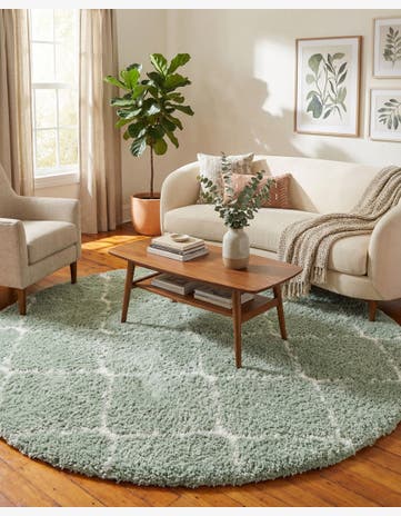 Light Green Marrakesh Shag Round Rug