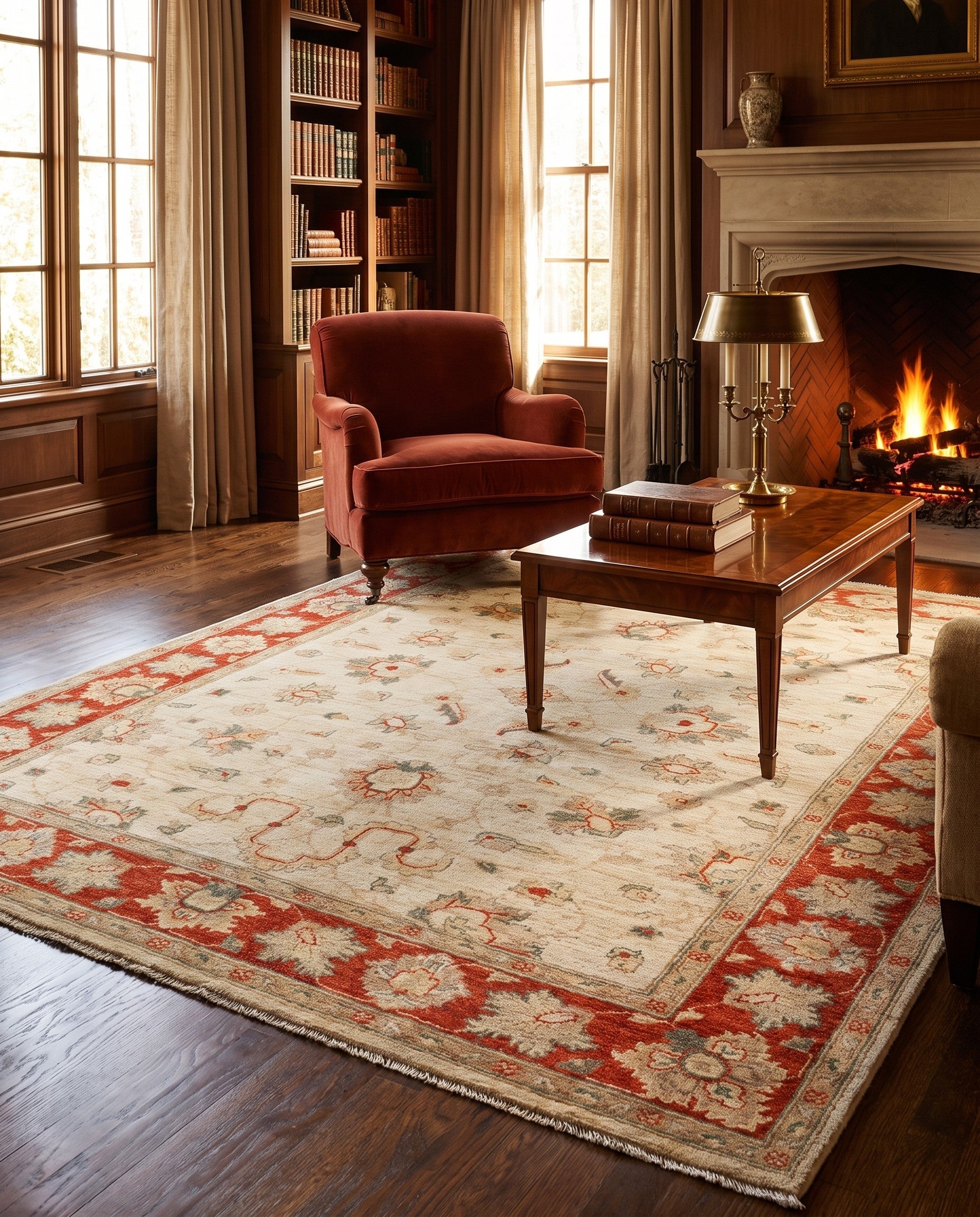 5' 1 x 6' 8 Hand Knotted Ziegler Rug