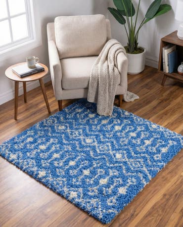  3' 3 x 3' 3 Moroccan Trellis Shag Square Rug