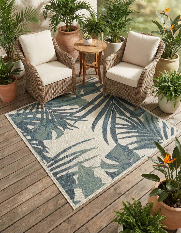 Detail image of 5' 3 x 5' 3  Washable Baja Indoor / Outdoor Square Rug