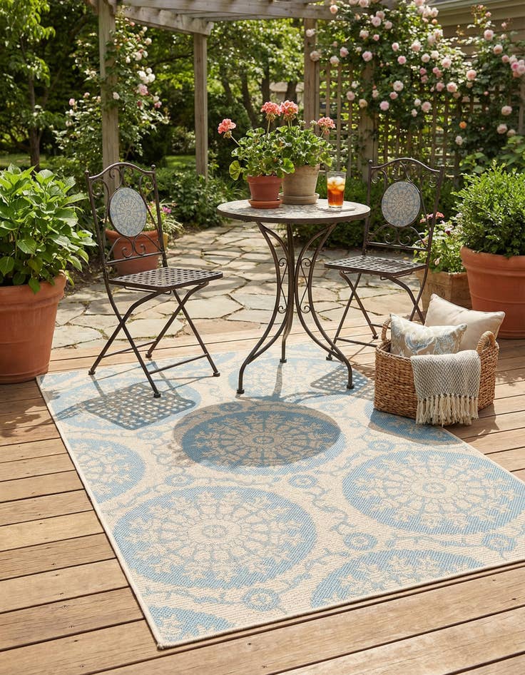 Detail image of 3' 3 x 5' Washable Botanical Indoor / Outdoor Rug