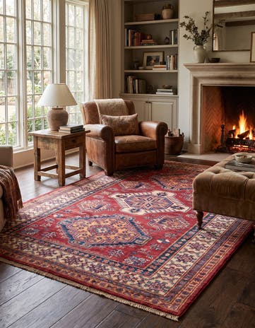 4' x 6' 2 Hand Knotted Kazak Rug