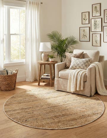 5' 3 x 5' 3 Hand Woven Palm Beach Jute Round Rug