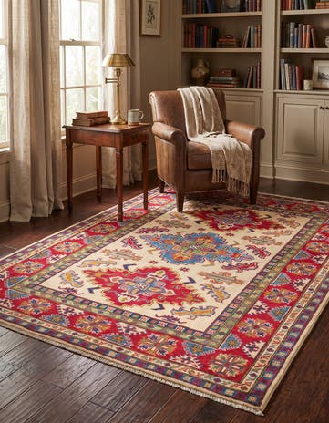 4' 11 x 6' 7 Hand Knotted Kazak Rug