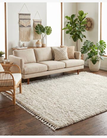 Ivory Lagom Shag Square Rug