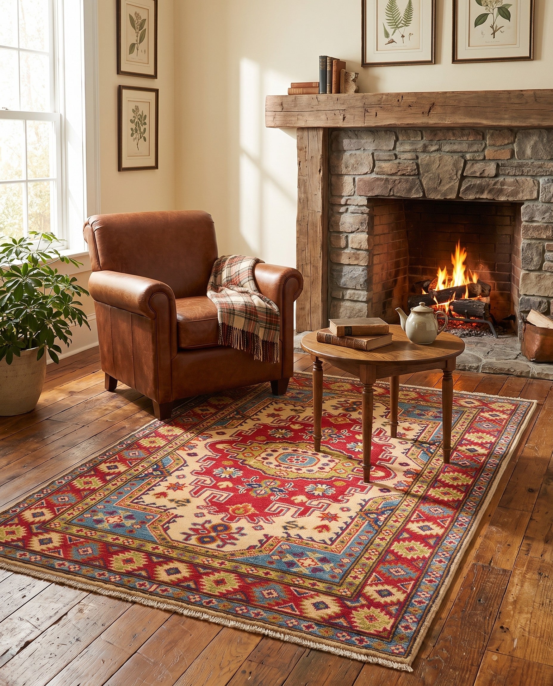 3' 2 x 4' 8 Hand Knotted Kazak Rug