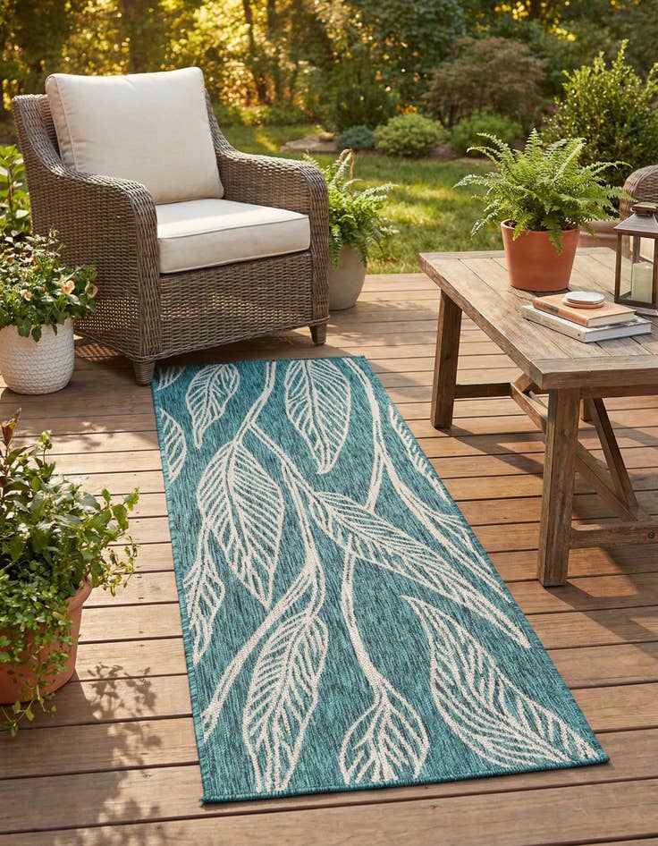 Detail image of 2' x 6' Washable Botanical Indoor / Outdoor Runner Rug