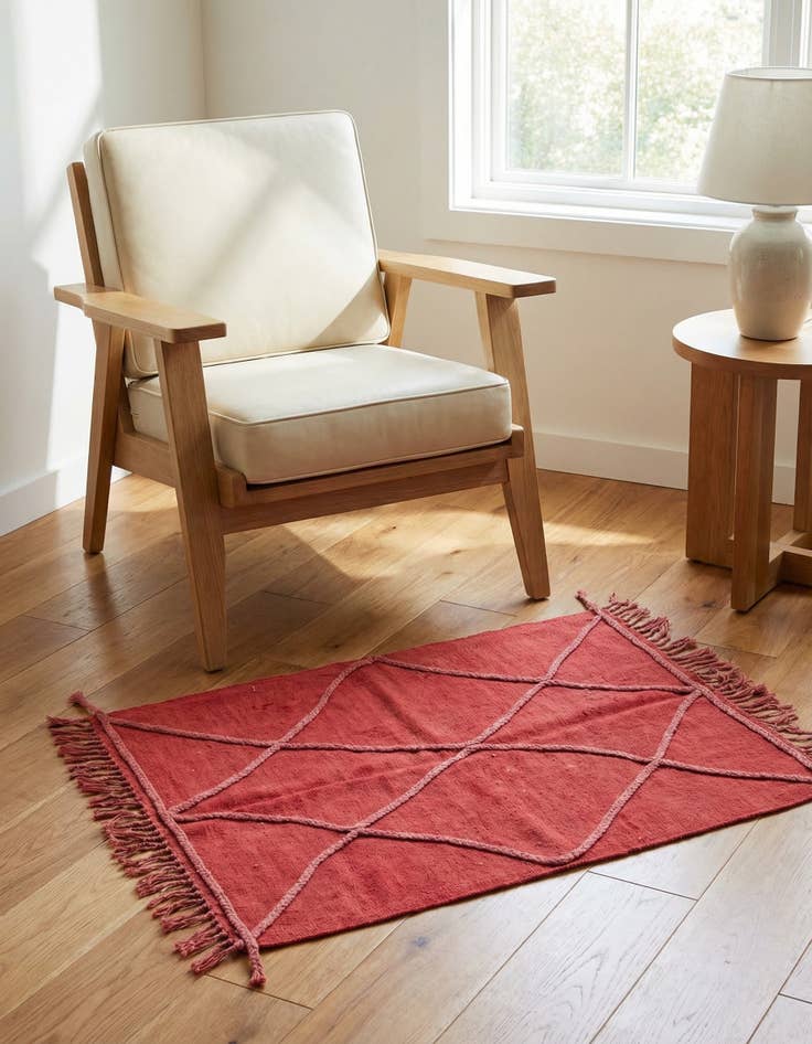 Detail image of 3' 3 x 4' 8 Hand Woven Kilim Modern Wool Rug