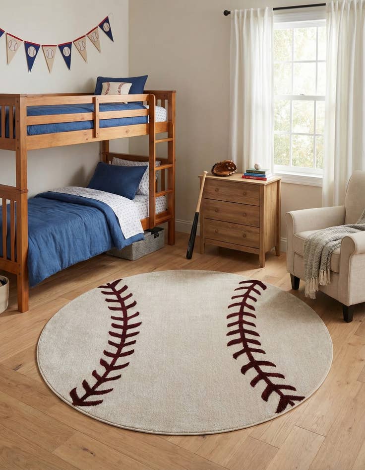 Detail image of 5' 3 x 5' 3 Sports Washable Round Rug